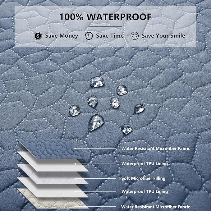 Waterproof Dog Blanket, Washable Anti-Slip Pet Couch Covers for Sofa,Pet Hair Resistant Blankets Bed Chair Furniture Couch Protector for Dogs-82x102,Blue