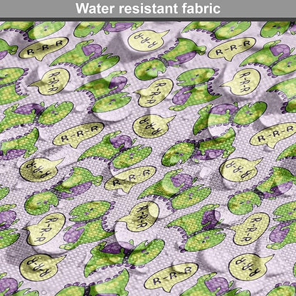 Lunarable Fantasy Dog Crate Cover, Green Dinosaurs Pattern Speech Bubbles Archeology Animal, Easy to Use Pet Kennel Cover for Medium Large Dogs, 48 Inch, Lilac Violet Green