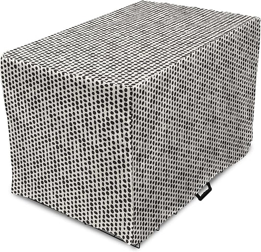 Lunarable Abstract Dog Crate Cover, Monochrome Grunge Pattern with Modern Round Shapes Print, Easy to Use Pet Kennel Cover for Cats & Medium Dogs, 30 Inch, Grey Charcoal