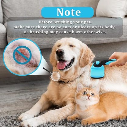 Qianruida Self Cleaning Slicker Brush for Grooming Long-haired or Short-haired Cats and Dogs Pet Brush for Shedding for Removing Undercoat and Tangled Hairs, Light Blue