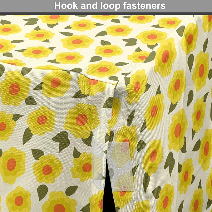 Lunarable Daffodil Dog Crate Cover, Retro Abstract Small Bedding Plants Flourishing Meadow Girls Design, Easy to Use Pet Kennel Cover for Cats & Medium Dogs, 30 Inch, Yellow Green Orange