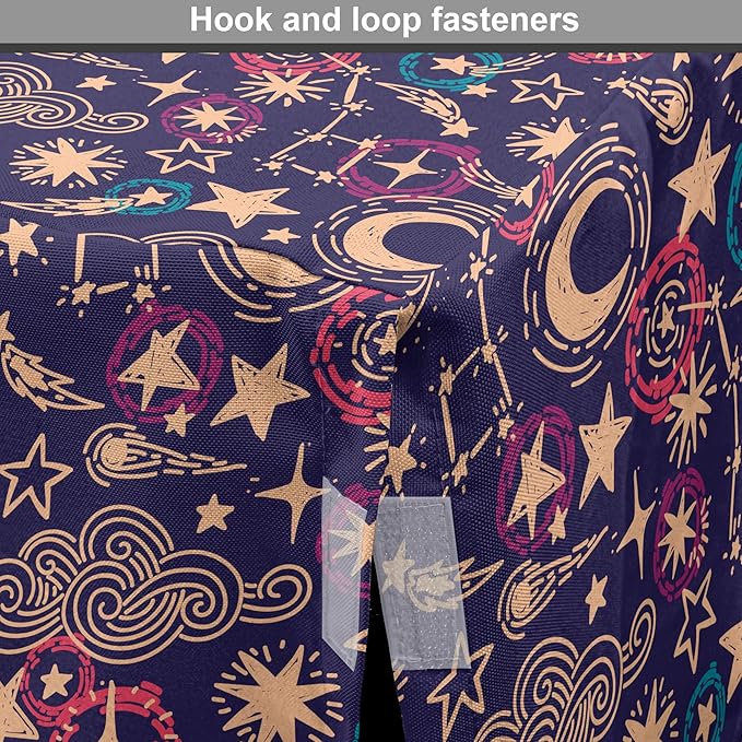 Lunarable Hipster Dog Crate Cover, Hand Drawn Starry Scene of Constellation Crescent Space-Themed Layout, Easy to Use Pet Kennel Cover for Cats & Medium Dogs, 30 Inch, Navy Blue and Multicolor