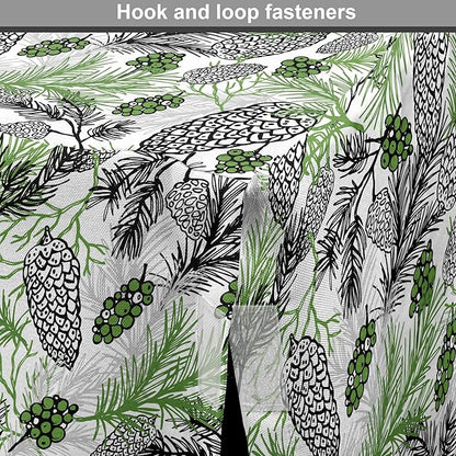 Lunarable Green Xmas Dog Crate Cover, Pine Cones and Holiday Theme Plants Fir Tree Motifs Print, Easy to Use Pet Kennel Cover for Small Dogs Puppies Kittens, 22 Inch, White Fern Green