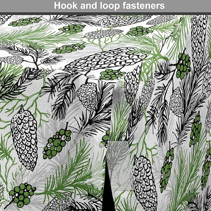 Lunarable Green Xmas Dog Crate Cover, Pine Cones and Holiday Theme Plants Fir Tree Motifs Print, Easy to Use Pet Kennel Cover for Cats & Medium Dogs, 24 Inch, White Fern Green