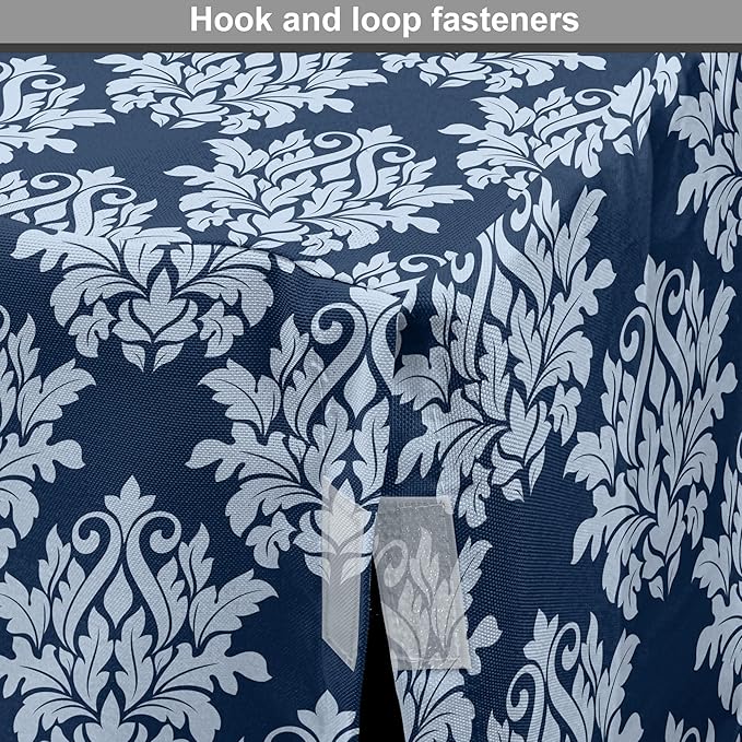 Lunarable Damask Dog Crate Cover, Abstract Antique Royal Motif with Leaves and Swirls, Easy to Use Pet Kennel Cover for Small Dogs Puppies Kittens, 18 Inch, Ceil Blue Violet