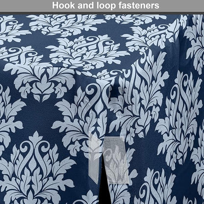 Lunarable Damask Dog Crate Cover, Abstract Antique Royal Motif with Leaves and Swirls, Easy to Use Pet Kennel Cover for Small Dogs Puppies Kittens, 18 Inch, Ceil Blue Violet