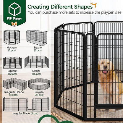 Yaheetech Dog Playpen Outdoor, 47 inch 32 Panels Dog Pen Indoor Heavy Duty Puppy Exercise Pen Metal Pet Fence for RV Camping/Yard/Garden