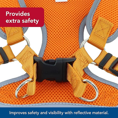 Coastal Pet Comfort Soft Reflective Wrap Adjustable Dog Harness - No-Pull Dog Harness for Small & Large Dogs - Sunset Orange - 5/8" x 19"–23"