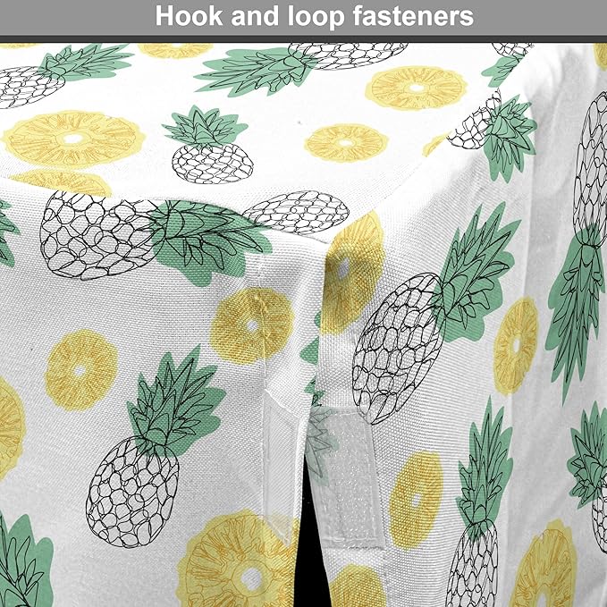 Lunarable Pineapple Dog Crate Cover, Doodle Style Whole and Sliced Pieces, Easy to Use Pet Kennel Cover for Medium Large Dogs, 36 Inch, White Yellow Jade Green