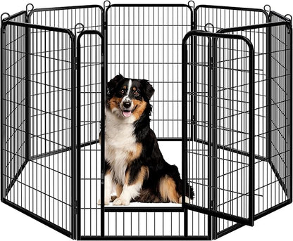 Yaheetech Dog Playpen Outdoor, 47 inch 8 Panels Dog Pen Indoor Heavy Duty Puppy Exercise Pen Metal Pet Fence for RV Camping/Yard/Garden