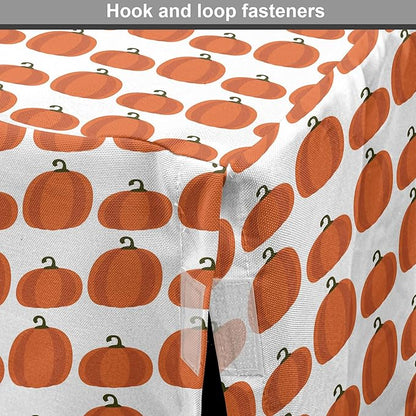 Lunarable Autumn Pumpkin Dog Crate Cover, Simplistic Halloween Fruit Pattern on Plain Backdrop, Easy to Use Pet Kennel Cover for Cats & Medium Dogs, 30 Inch, Orange Green