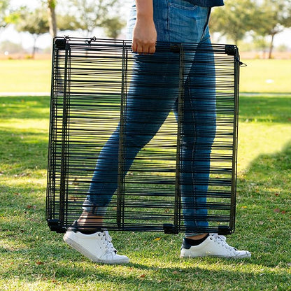 IRIS USA Metal Dog Playpen, 8-Panel 24" Pet Playpen, Puppy Playpen, Indoor/Outdoor Dog Fence, 58 x 58 x 24, Foldable, Customizable, Black