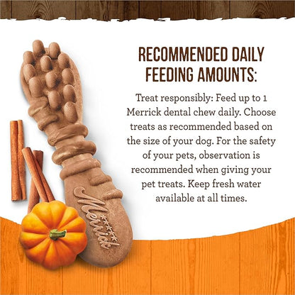 Merrick Fresh Kisses Natural Dental Chews, Treats Infused with Pumpkin and Cinnamon for Medium Dogs 25-50 Lbs - 5 oz. Pouch (Pack of 2)