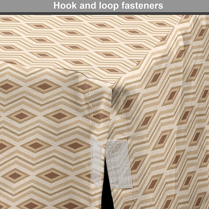 Lunarable Contemporary Brown Dog Crate Cover, Horizontal Rhombus and Zigzag, Easy to Use Pet Kennel Cover for Medium Large Dogs, 36 Inch, Pastel Brown Champagne