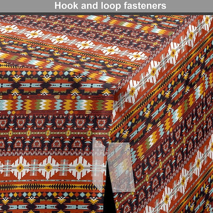 Lunarable Aztec Dog Crate Cover, Ornate Rich Motifs in Autumn Colors Geometric and Floral Design Old Tribal, Easy to Use Pet Kennel Cover for Cats & Medium Dogs, 24 Inch, Orange Yellow Blue