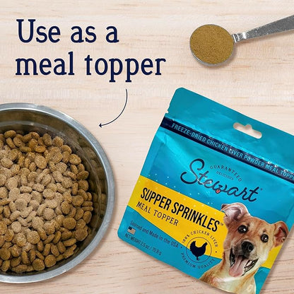 Stewart Chicken Liver Supper Sprinkles, Dog Food Toppers, Chicken Liver, 2.5 oz. Resealable Bag, Made in USA, Products for Dogs