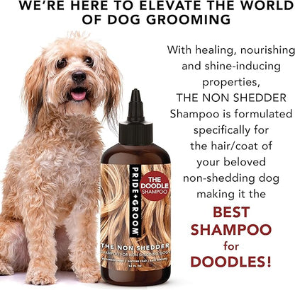Pride and Groom The Non Shedder | Dog Grooming Shampoo for Doodles and Dogs That Do Not Shed | Tearless All Natural Body Wash with Coat-Specific Ingredients That Enhance Shine – 16oz