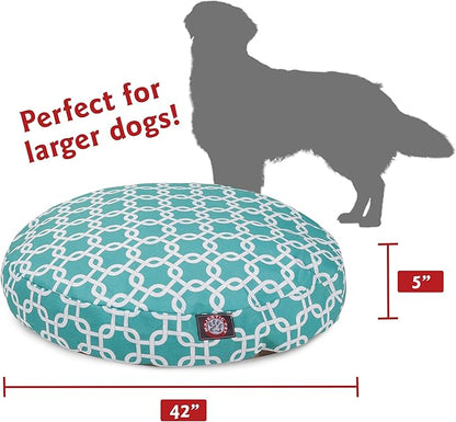 Teal Links Large Round Indoor Outdoor Pet Dog Bed With Removable Washable Cover By Majestic Pet Products