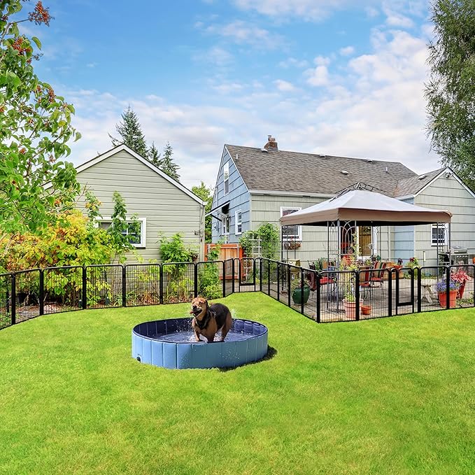 Yaheetech Dog Playpen Outdoor, 32 inch 24 Panels Dog Pen Indoor Heavy Duty Puppy Exercise Pen Metal Pet Fence for RV Camping/Yard/Garden