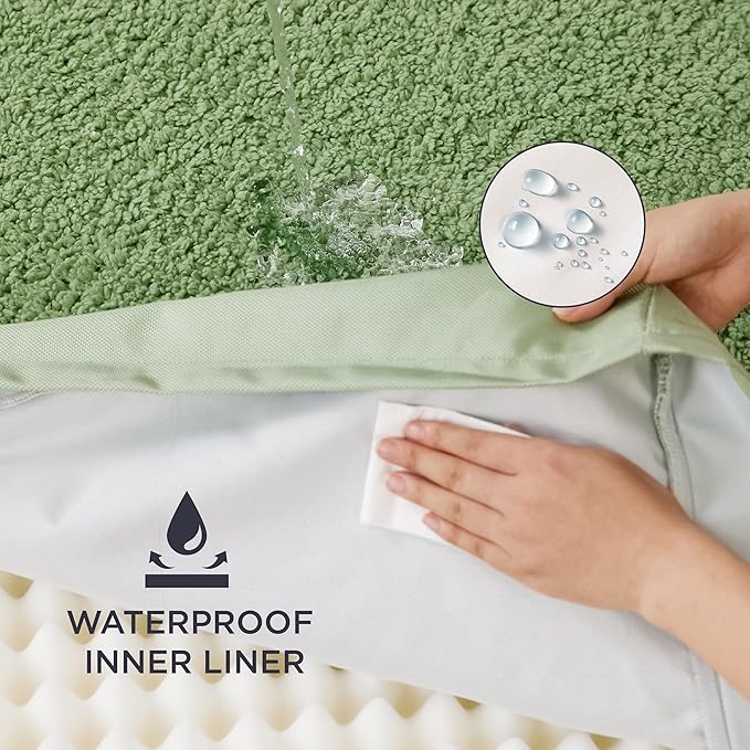 Bedsure Large Dog Bed for Large Dogs - Big Orthopedic Waterproof Dog Beds with Removable Washable Cover, Egg Foam Pet Bed Mat Green