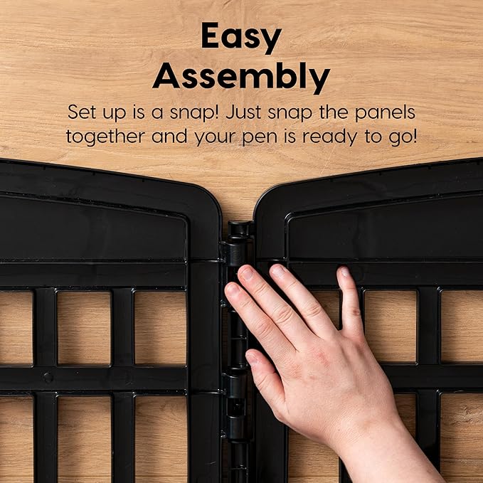 IRIS USA 34" 8-Panel Dog Playpen with Door, 63 x 63 x 35, Puppy Fence, Puppy Playpen, Dog Play Pen Indoors, Pet Fence, Medium Pets, Black