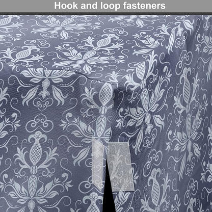 Lunarable Damask Dog Crate Cover, Medieval Repetitive Pattern with Flourish Ornaments, Easy to Use Pet Kennel Cover for Medium Large Dogs, 48 Inch, Purpleblue Ceil Blue