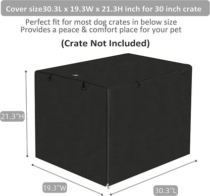 X-ZONE PET Double Door Dog Crate Cover - Polyester Pet Kennel Cover (Fits 24 30 36 42 48 inches Wire Crate) (30 Inch, Black)