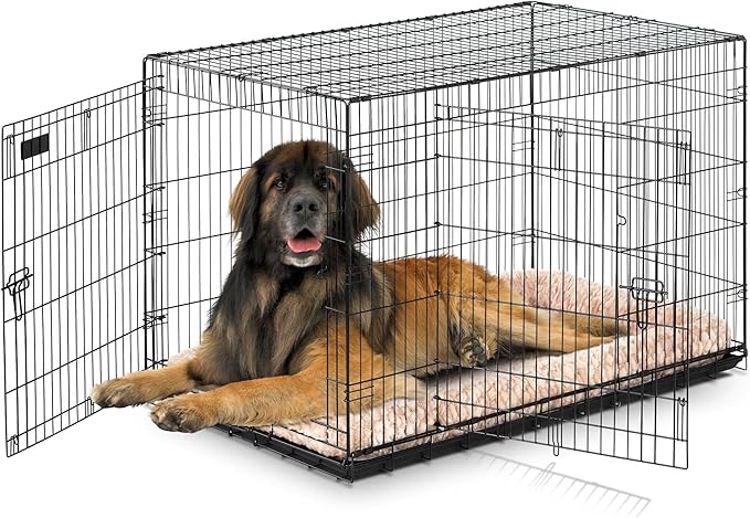 Precision Pet Products Two Door Great Crate Wire Dog Crate, 48 Inch, For Pets 90-125 lbs, With 5-Point Locking System