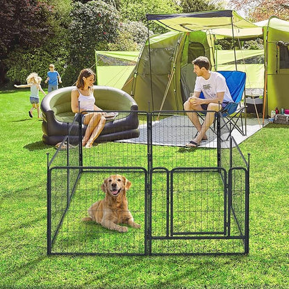 TMEE Dog Playpens 8/16 Panels Dog Pen Outdoor Indoor Dog Fence Exercise Pen 40 inch Height Pet Play Yard Gate with Doors for Large/Medium/Small Dogs, Pet Playpen for RV, Camping, Yard, 8 Pcs