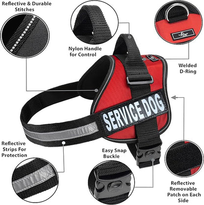 Service Dog Harness with Removable Saddle Bag Backpack Carrier Traveling Carrying Bag. 2 Removable Patches. Please Measure Dog Before Ordering. Made by Doggie Stylz (Girth 24-31", Red)