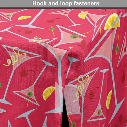 Lunarable Drinks Dog Crate Cover, Exotic Pattern of Tropical Cocktail Party Glasses with Lemons Slice, Easy to Use Pet Kennel Cover for Medium Large Dogs, 36 Inch, Dark Coral Multicolor