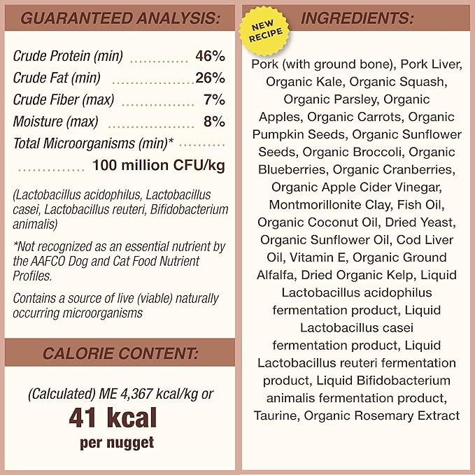 Primal Freeze Dried Raw Dog Food Nuggets, Pork, Complete & Balanced Meal, Also Use as Topper or Treat, Premium, Healthy, Grain Free, High Protein Raw Dog Food, 14 oz (Pack of 2)