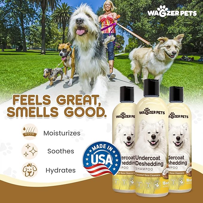 Deshedding Dog Shampoo | Infused with Coconut Oil for Dogs and Omega 3 and 6 Fatty Acids for Sensitive Itchy Skin and Shedding Control | Neutralizes Odor and Nourishes Coat | 16 oz