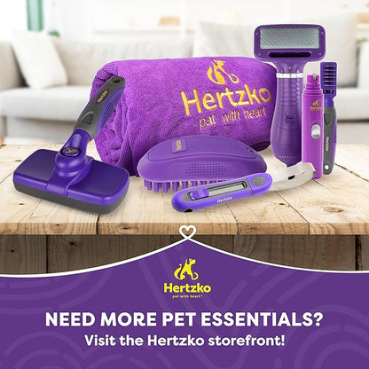 Hertzko Dog Slicker Brush and Dog Hair Remover - Self-Cleaning Brush for Cats and Dogs - Pet Hair Remover Brush for Fur - Gently Removes Mats, Tangles, and Loose Hair - Ideal for Home Use