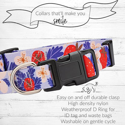 Lucky Love Dog Collars, Strawberry Cute Girl Dog Collar, X-Small Dog Collars for Females, Part of Purchase Donated to Rescue (Extra Small, Sweet Berry, Collar)