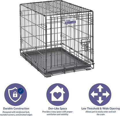 MidWest Homes for Pets Newly Enhanced Single & Double Door iCrate Dog Crate, Includes Leak-Proof Pan, Floor Protecting Feet, Divider Panel & New Patented Features