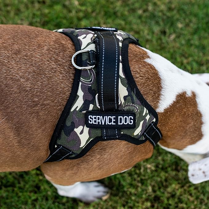 MonMed Service Dog Harness for Large Breeds - Camo Print Service Animal Vest Pet Harness for 25 to 30 Inch Chest