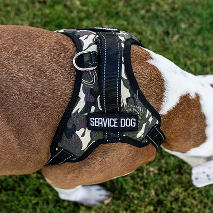 MonMed Service Dog Harness for Large Breeds - Camo Print Service Animal Vest Pet Harness for 25 to 30 Inch Chest