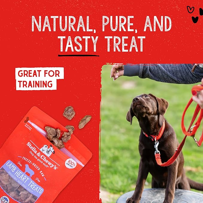 Stella & Chewy's Freeze-Dried Raw Single Ingredient Lamb Heart Treats, 3 oz. Bag