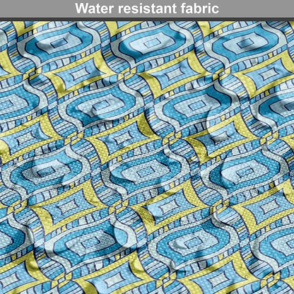 Lunarable Yellow and Blue Dog Crate Cover, Hand Drawn Abstract Ornament Rhombus Shapes Mosaic Vintage, Easy to Use Pet Kennel Cover for Medium Large Dogs, 48 Inch, Blue Aqua Yellow