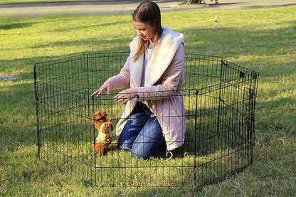 PEEKABOO Dog Pen Pet Playpen Dog Fence Indoor Foldable Metal Wire Exercise Puppy Play Yard Pet Enclosure Outdoor 8 Panels 24 Inch (Only Black playpen)