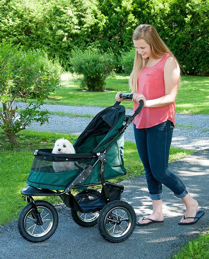 Pet Gear No-Zip Jogger Pet Stroller for Cats/Dogs, Zipperless Entry, Airless Tires, Easy One-Hand Fold, Cup Holder + Storage Basket