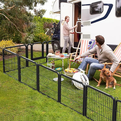 Yaheetech Dog Playpen Outdoor, 24 inch 8 Panels Dog Pen Indoor Heavy Duty Puppy Exercise Pen Metal Pet Fence for RV Camping/Yard/Garden