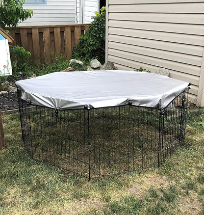 Universal Dog Playpen Cover with Sun/Rain Proof Top, Provide Shade and Security for Outdoor and Indoor, Fits All 24" Wide 8 Panels Pet Exercise Pen (8x24 W Cover, 600D Oxford)