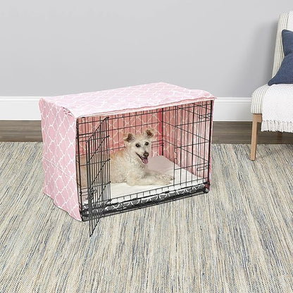 New World Pet Products Dog Crate Cover Featuring Teflon Fabric Protector, Dog Crate Cover Fits Midwest 30-Inch Dog Crates, Pink Designer Pattern