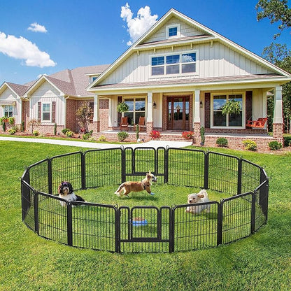 Yaheetech Dog Playpen Outdoor, 24 inch 16 Panels Dog Pen Indoor Heavy Duty Puppy Exercise Pen Metal Pet Fence for RV Camping/Yard/Garden