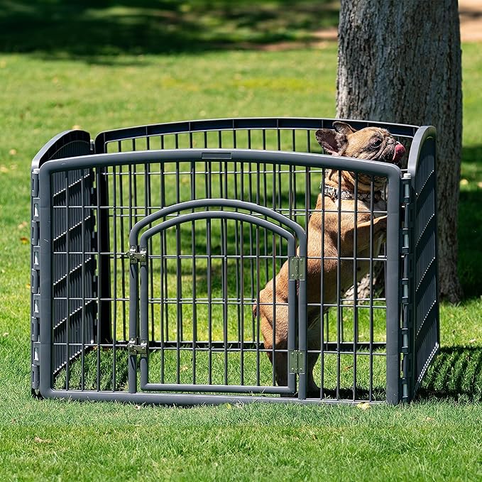 IRIS USA Puppy Playpen Dog Playpen Fence Enclosure with Dog Gate Door - Indoor Pet Playpen - 4 or 8 Panel
