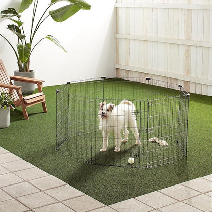 Amazon Basics Foldable Octagonal Metal Exercise Dog Playpen - Indoor/Outdoor, Single Door, Small (8 Panels, 24 x 30), Easy to assemble and store, 30" - Small, , Black