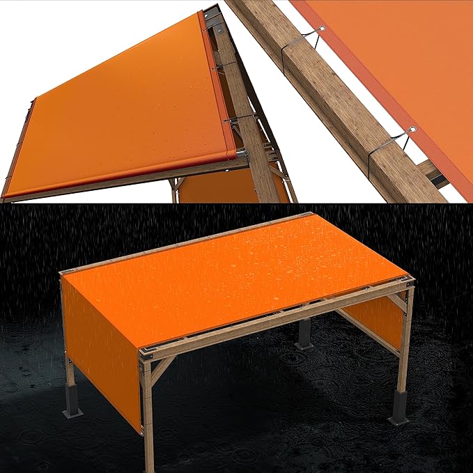 ColourTree 9' x 9' Orange Custom Size Waterproof Shade Cloth with Grommets - 90% Sunblock, Durable Mesh Fabric Tarp for Dog Kennel Cover, Fence Privacy Screen, Greenhouse, Coop & Pet Playpen
