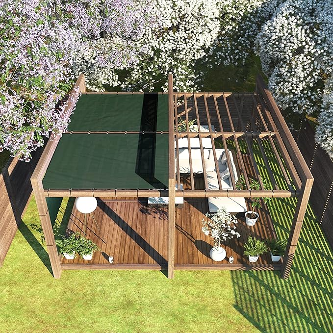 ColourTree 9' x 9' Green Custom Size Shade Cloth with Grommets - 90% Sunblock, Durable Mesh Fabric Tarp for Dog Kennel Cover, Fence Privacy Screen, Greenhouse, Chicken Coop & Pet Playpen